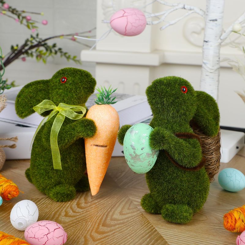 These 18 Spring Home Decor Picks Instantly Cheer Up Any Room Starting at $10 - Decor Hint Moss Bunnies & Carrot Decorations