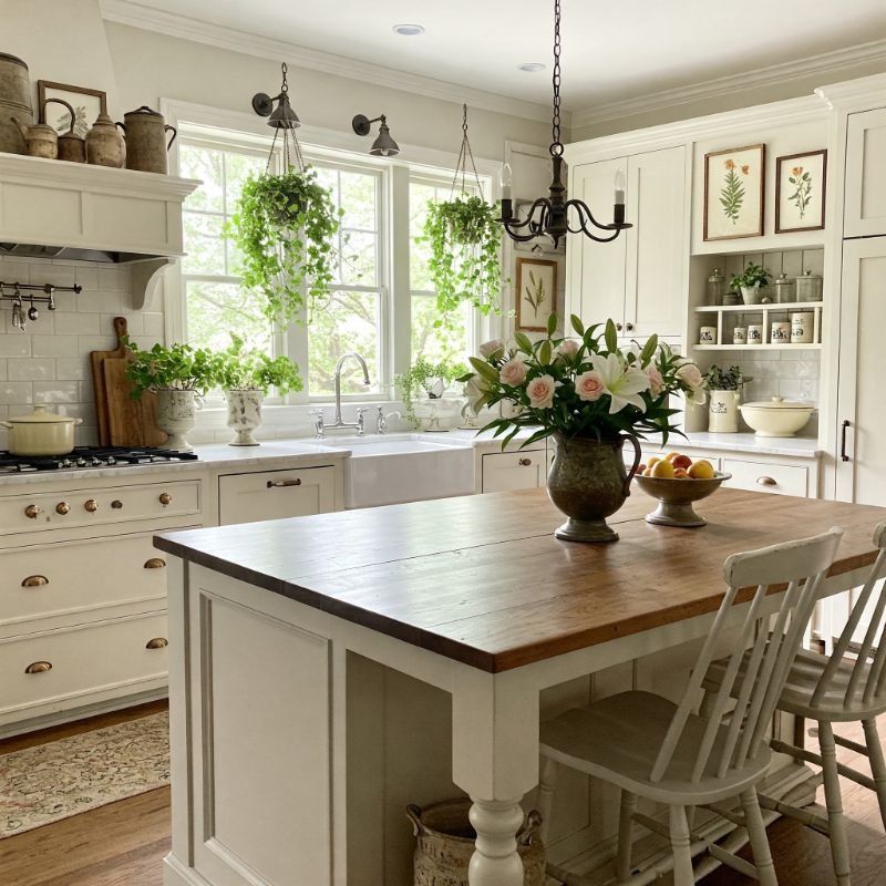How To Achieve Country Chic Style In Your Kitchen: 17 Simple Tips - Decor Hint Add A Kitchen Island With Seating