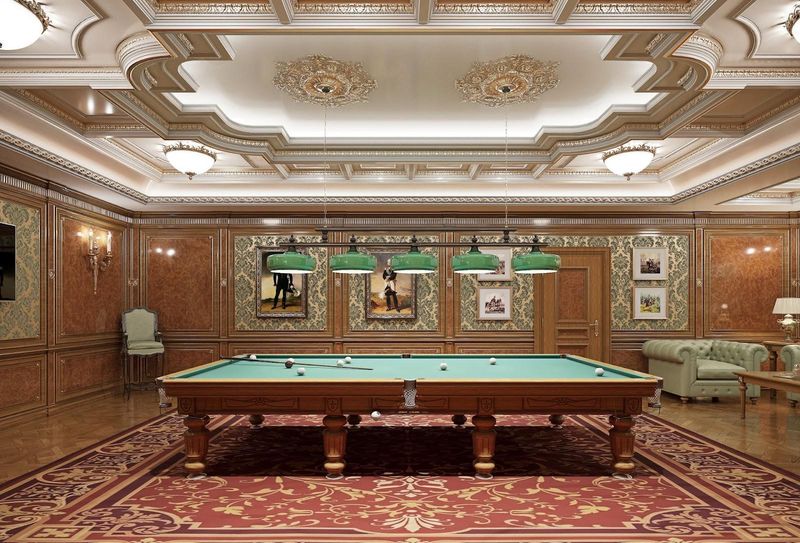 18 Photos That Show Inside A Mansion That Belonged To One Of America’s Wealthiest Families - Decor Hint Game Room with Full-Size Billiard Table