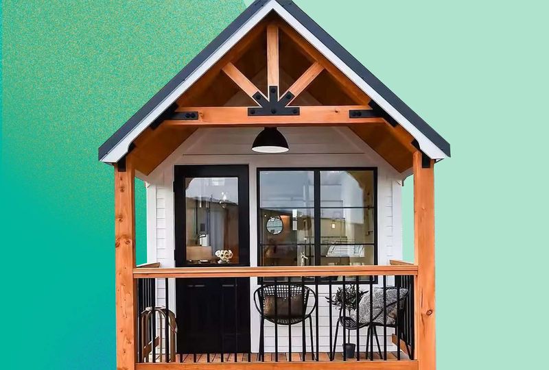 23 Tiny Homes From Amazon For Everyone's Liking - Decor Hint Farmhouse-Style Mobile Tiny House (with porch)