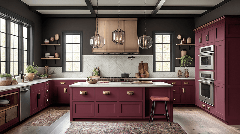 16 Kitchen Cabinet Colors That Look Amazing In Every Kitchen - Decor Hint Deep Burgundy
