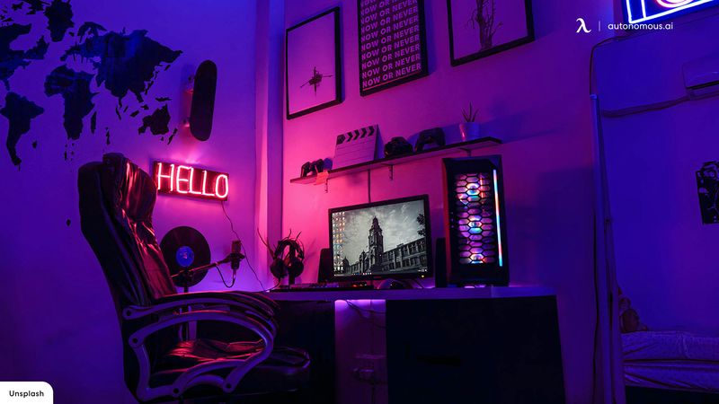 12 Home Designs Focus On Gamers With Clever Mix Of Comfort And Style To Level Up Space (Floor Plans Included) - Decor Hint Built-In LED Accent Walls