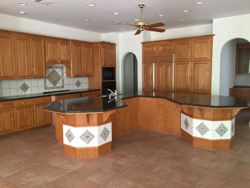 Oak Cabinets with Orange Stain