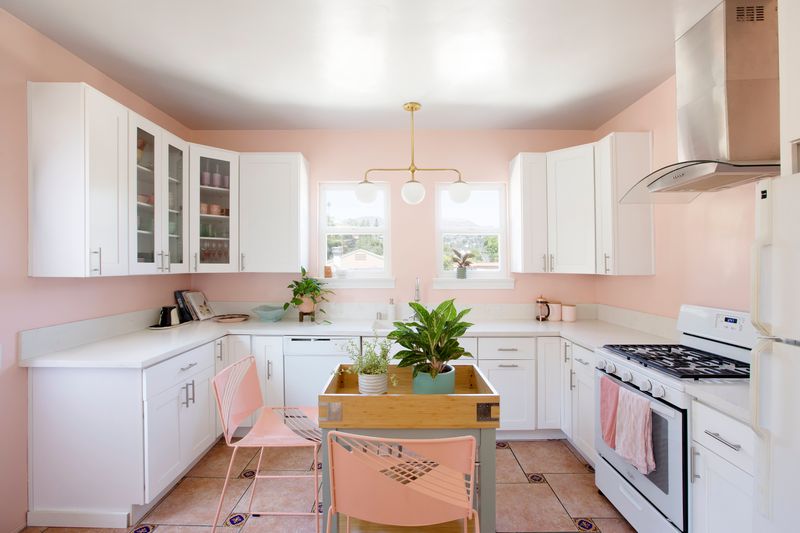 9 Underrated Paint Colors Designers Always Use In Kitchens (And 9 They Say To Stay Away From) - Decor Hint Baby Pink (Stay Away)
