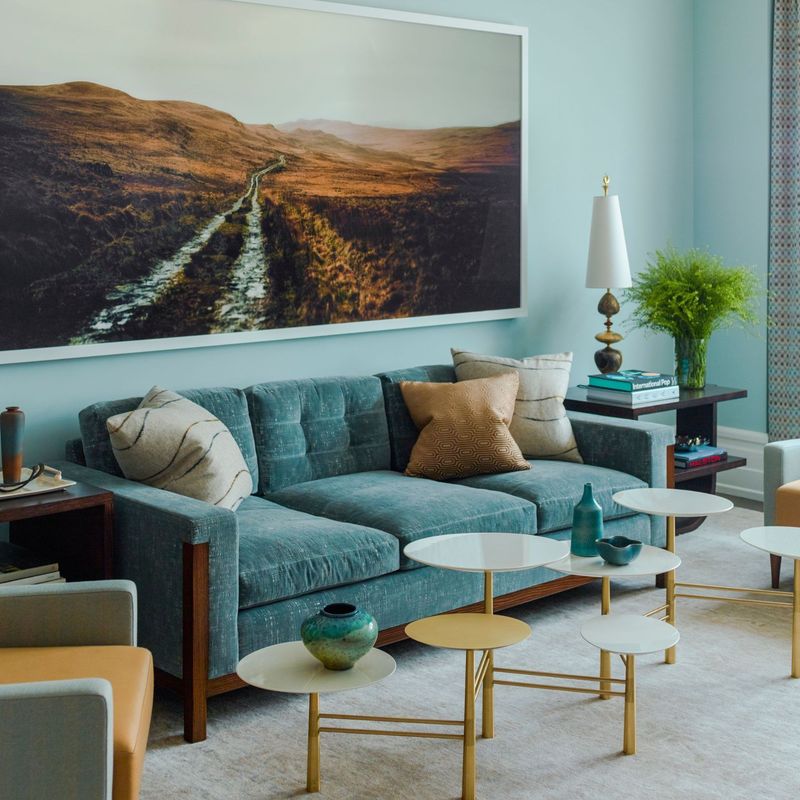 Give Your LA Living Room A Modern Edge Swap Outdated Sofa Colors For These 16 Fresh New Shades - Decor Hint Slate Blue