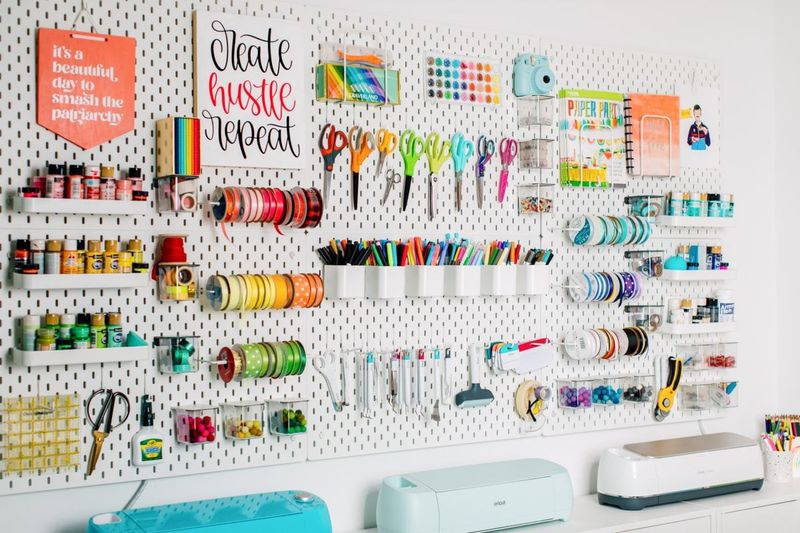 Pegboard Wall for Craft Supplies
