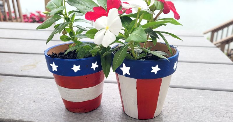 Patriotic Painted Flowerpots