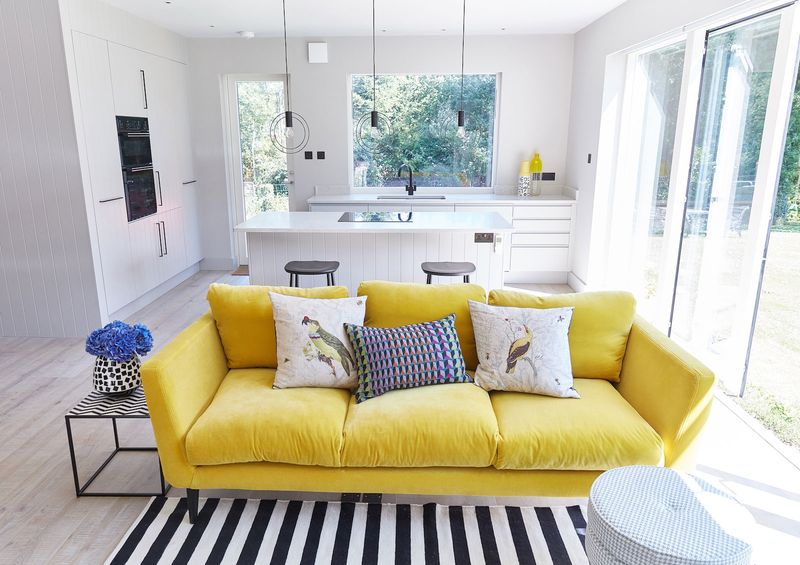 Avoid The Drab! 8 Couch Colors That Clash With Maine Style (And Better Ones To Try) - Decor Hint Bright Yellow: The Overzealous Sunshine