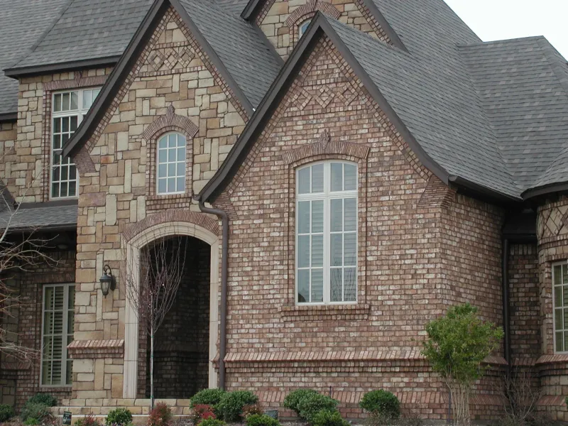 Brick Façade with Arched Entry