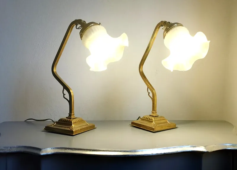 Art Nouveau Brass Lamps