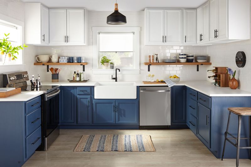 17 Blue Kitchen Cabinets That Display Elegance And Good Taste - Decor Hint Dusty Blue Lower Cabinets