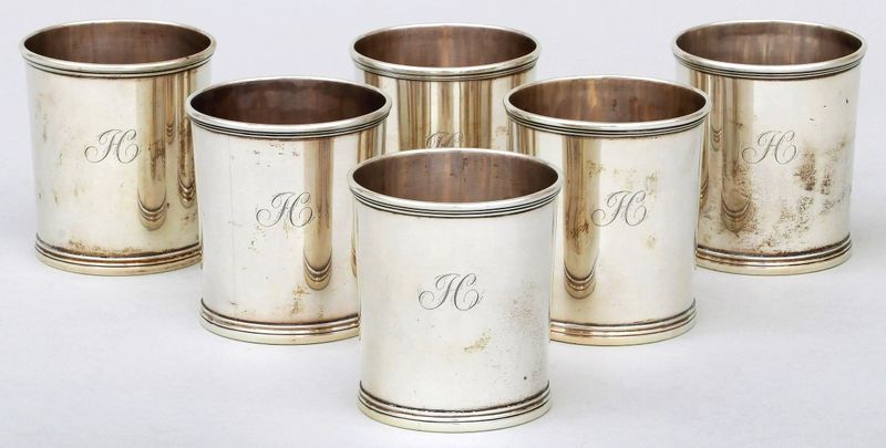 Silver Julep Cups with Prominent Family Crests