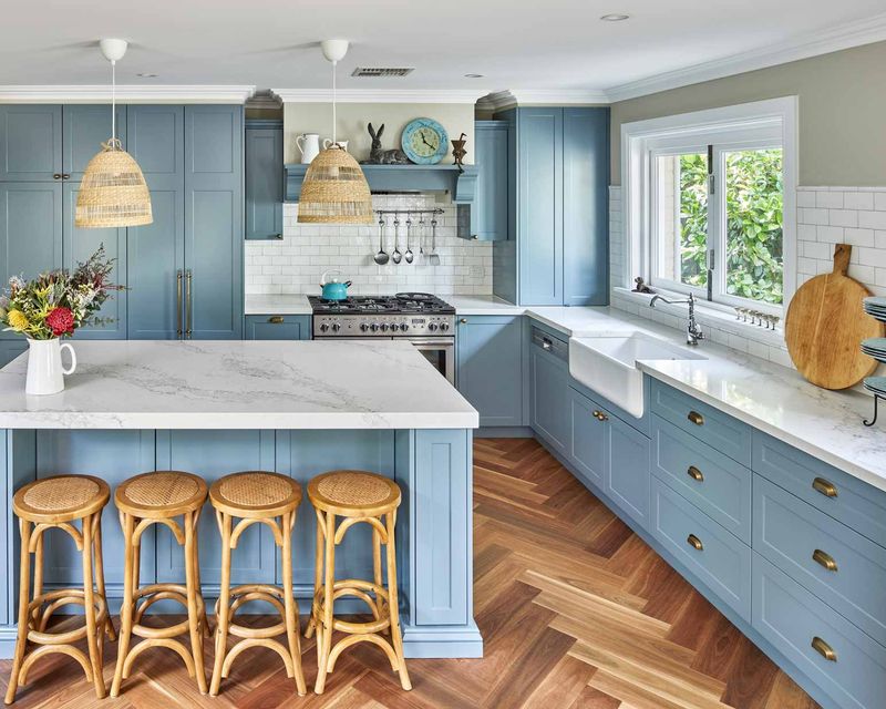 16 Colors To Paint Your Small Kitchen Cabinets That Aren't Just White - Decor Hint Soft Sky Blue