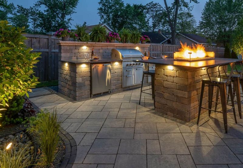 Grill Island with Accent Lighting