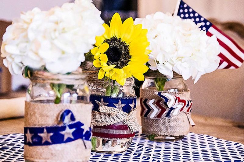 8 Fourth Of July Decorations Ideas That Are Easy, Adorable And Affordable - Decor Hint Ribbon Flag Vases