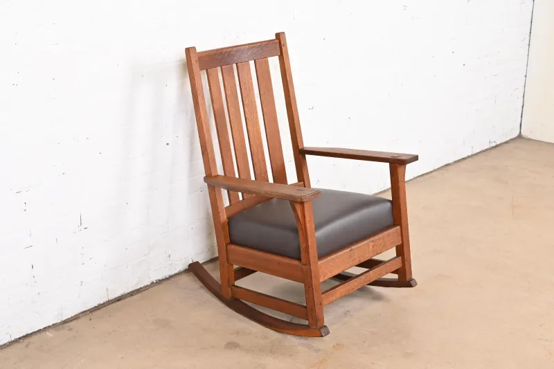 Handcrafted Wooden Rocking Chairs Swinging Upward