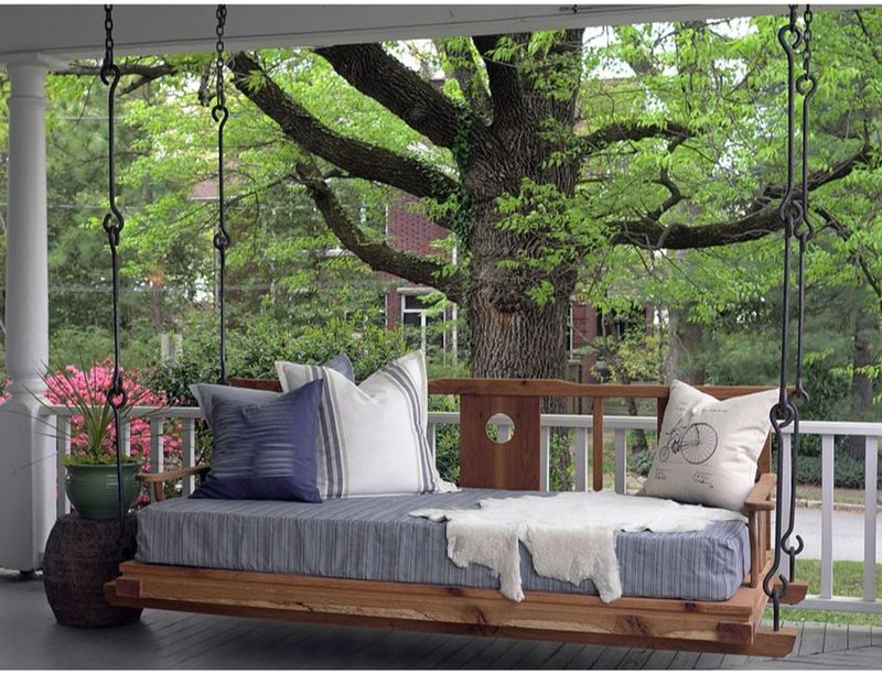 7 Coastal-Chic Porch Trends From South Carolina Beach Cottages - Decor Hint Hanging Daybeds That Sway With The Breeze
