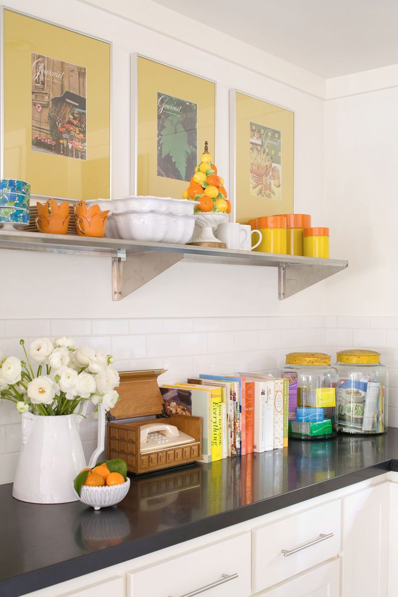 16 Kitchen Counter Decluttering Strategies - Decor Hint Relocate Cookbooks to Shelves