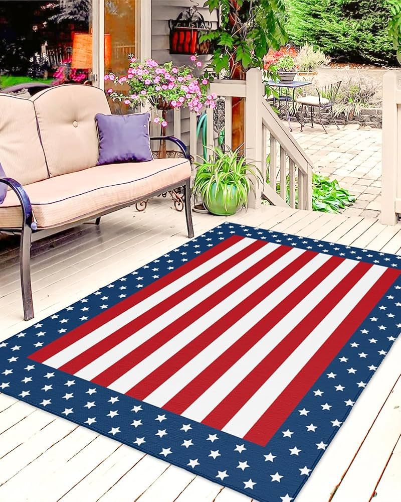 Make Your Fourth Sparkle With These 16 Red White & Blue Decor Tips - Decor Hint Striped Outdoor Rugs