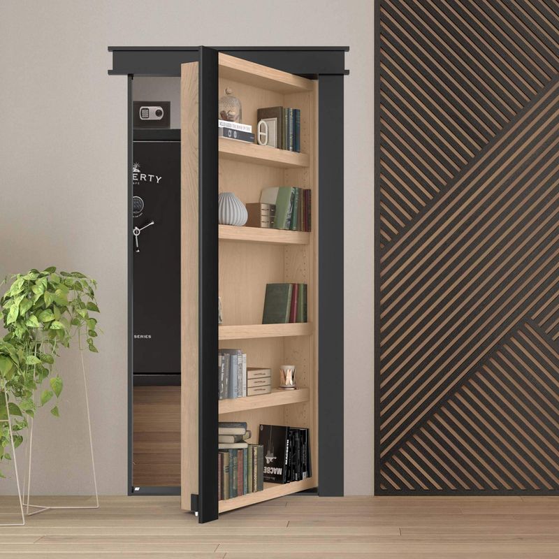 16 Ways How Designers Use Hidden Doors: The Whimsical Trend That Can Actually Be Very Practical - Decor Hint Murphy Door Disguised as Shelving