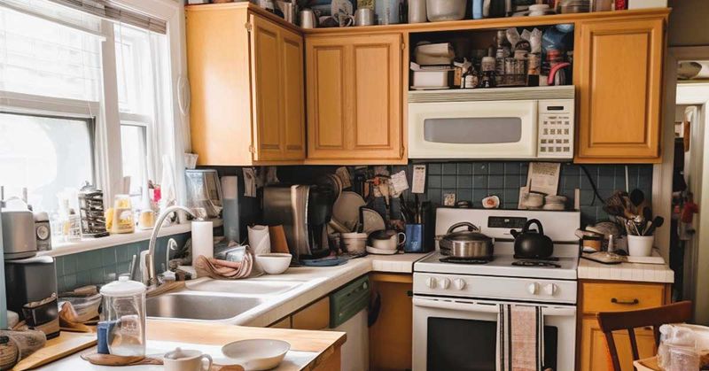 29 Kitchen "Icks" That Immediately Turn Off Homebuyers, According to Interior Designers - Decor Hint Cluttered Countertops