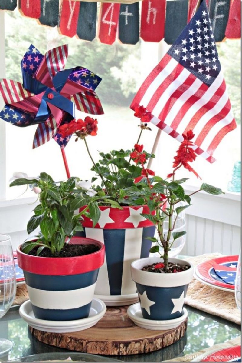 Make Your Fourth Sparkle With These 16 Red White & Blue Decor Tips - Decor Hint Painted Flower Pots