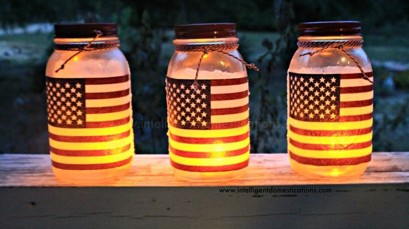 Mason Jar Flag Luminaries