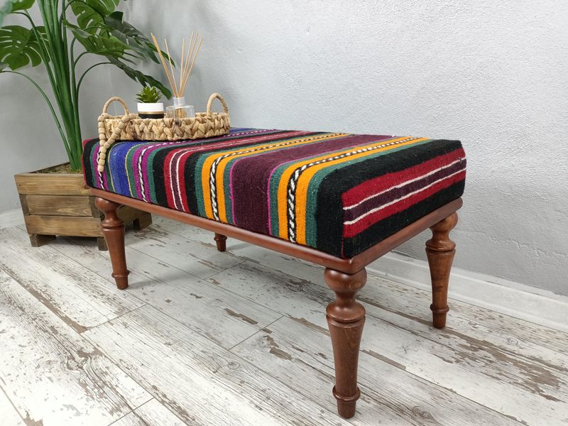 Boho Style Is Here To Stay And These 9 Furniture Picks Capture The Eclectic Look - Decor Hint Vintage Kilim Upholstered Bench