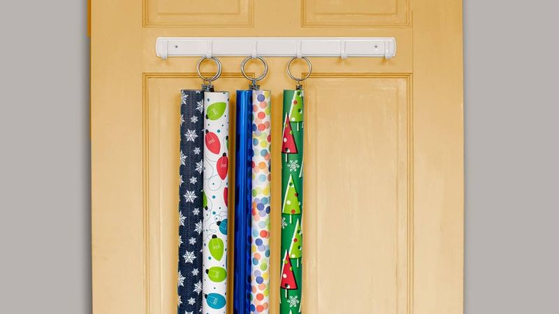 Door-Mounted Towel Bars for Wrapping Paper