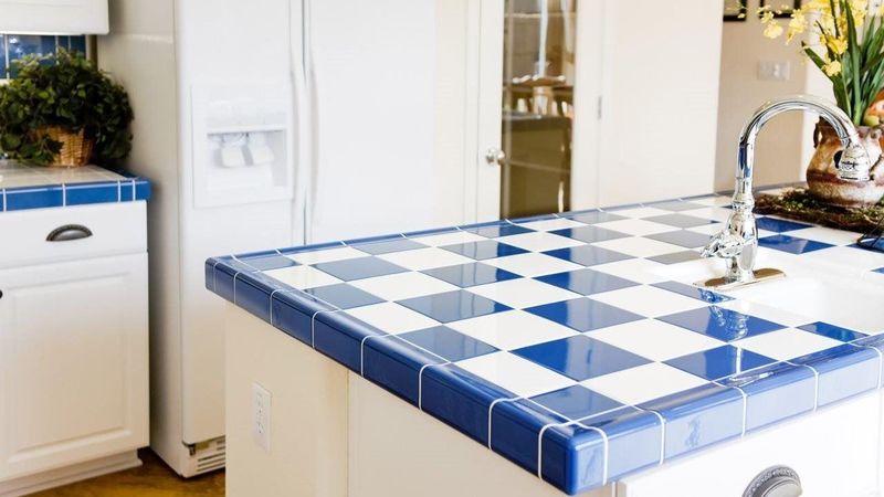 Tile Countertops With Grimy Grout