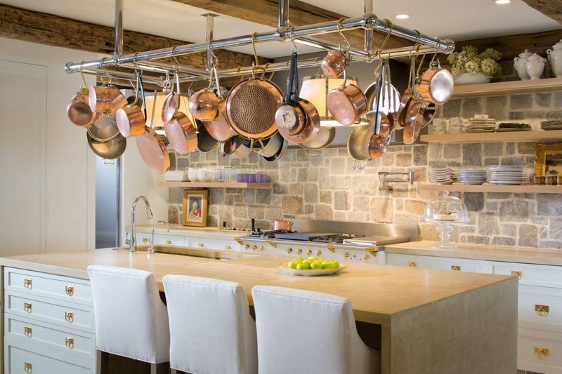 22 Charming Kitchen Ideas That Have Never Gone Out Of Style In America - Decor Hint Pot Racks That Celebrate Cooking