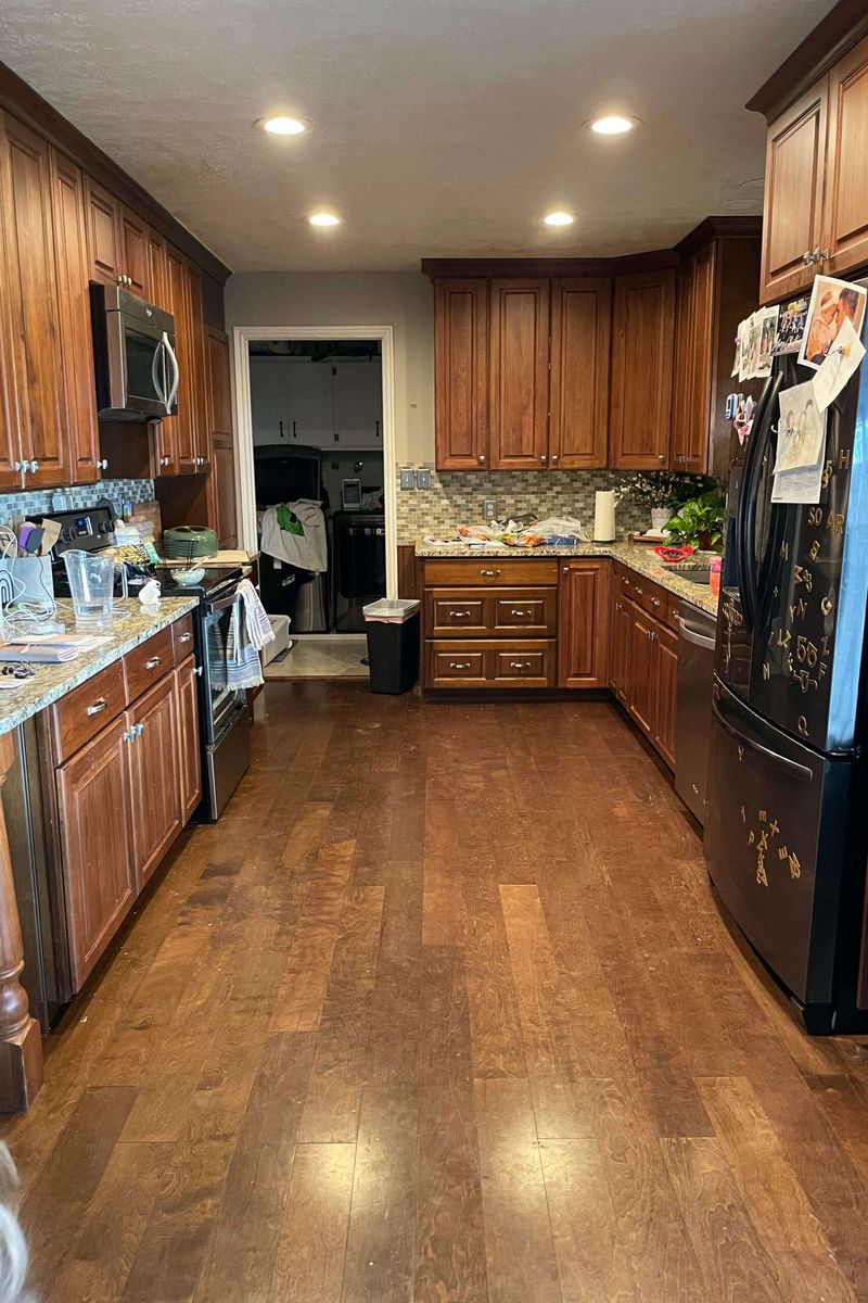 Builder-Grade Oak Cabinets