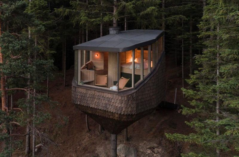 10 Modern Treehouse-Style Homes Made For Relaxing Above It All - Decor Hint Glass Forest Haven in Norway