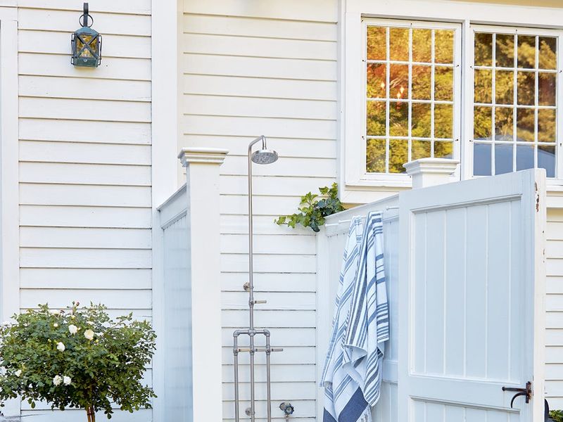 12 Coastal-Inspired Curb Appeal Ideas Seen In California Homes (And 3 That Are Losing Charm Fast) - Decor Hint Outdoor Shower Stations