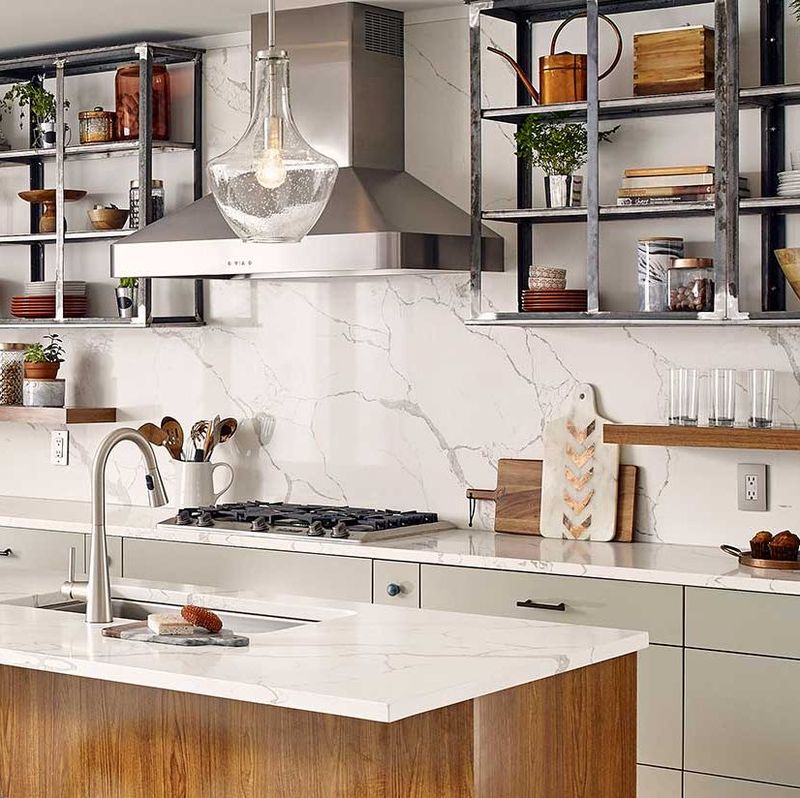 Quartz countertops in neutral tones