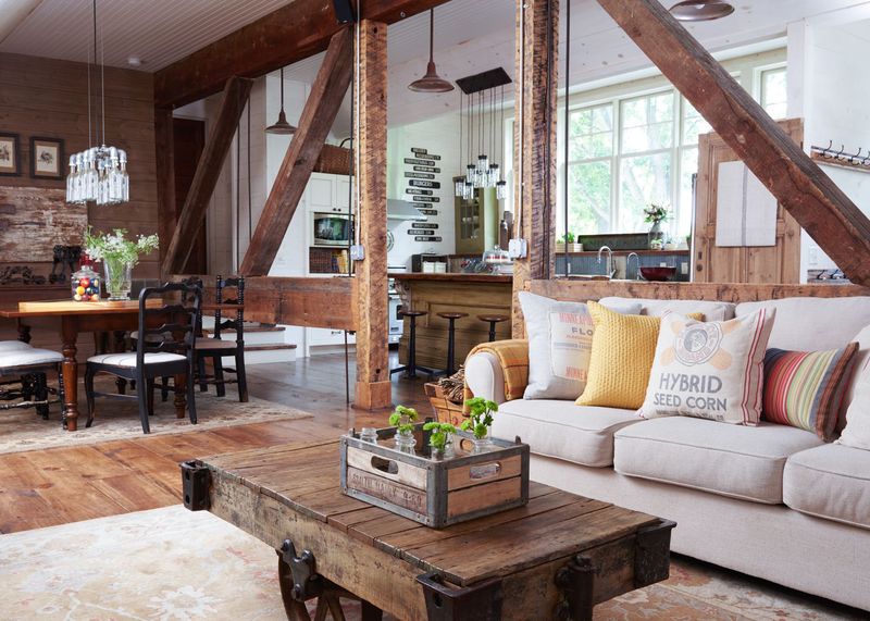 14 Vintage Items That Define The "New Americana" Home Trend - Decor Hint Reclaimed Wood Beams