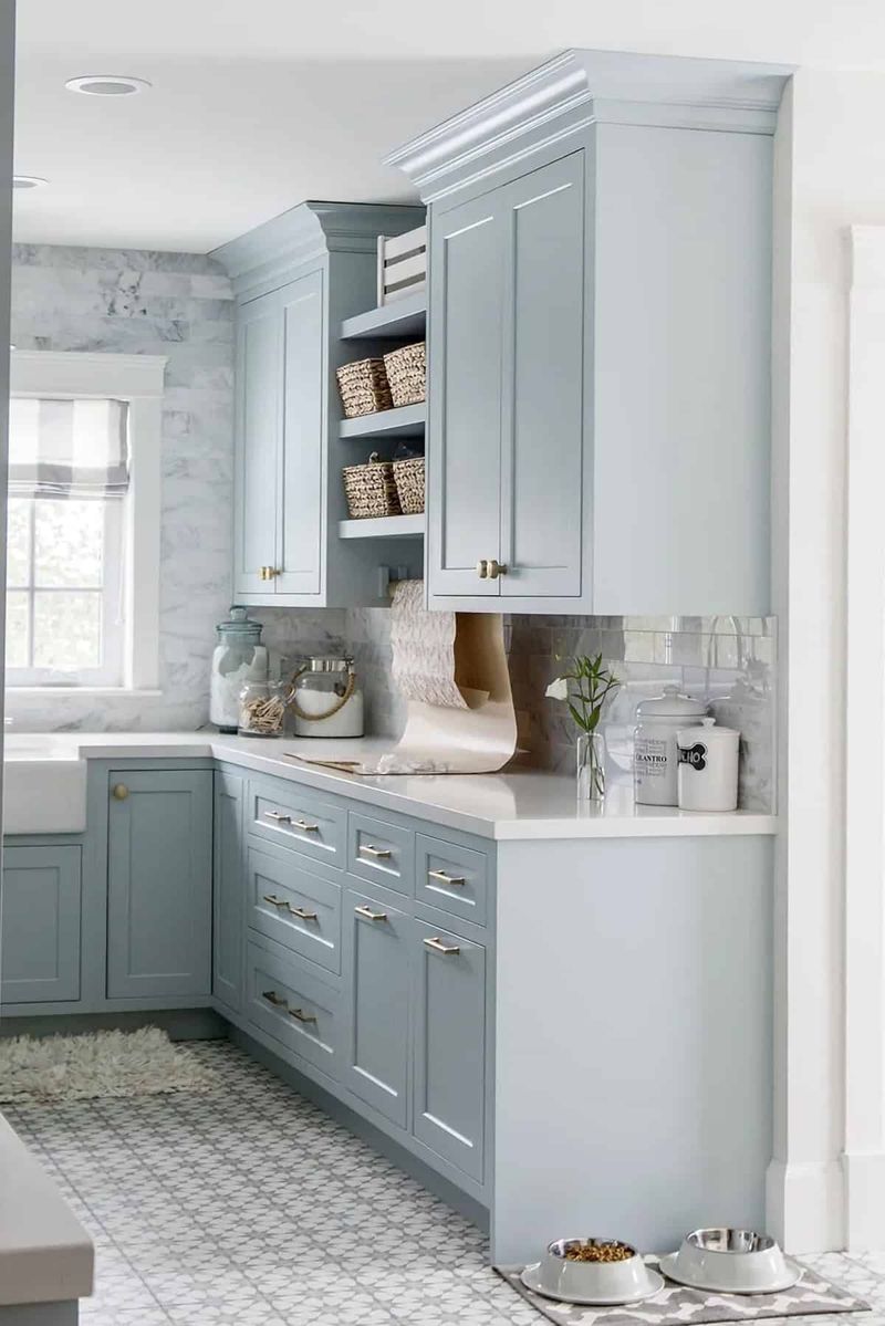 9 Underrated Paint Colors Designers Always Use In Kitchens (And 9 They Say To Stay Away From) - Decor Hint Dusty Blue
