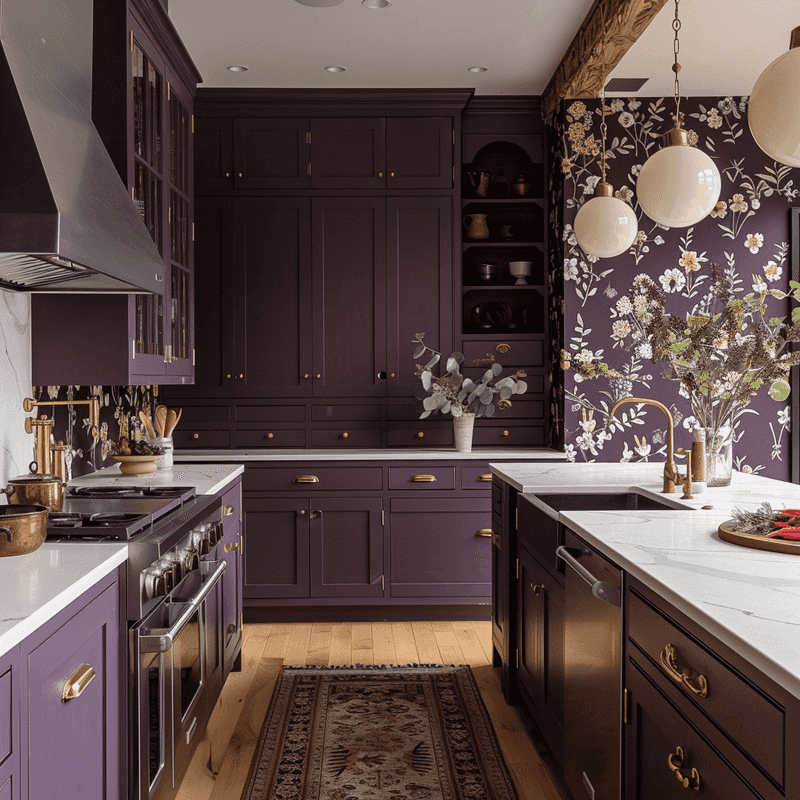 9 Underrated Paint Colors Designers Always Use In Kitchens (And 9 They Say To Stay Away From) - Decor Hint Eggplant Purple (Stay Away)