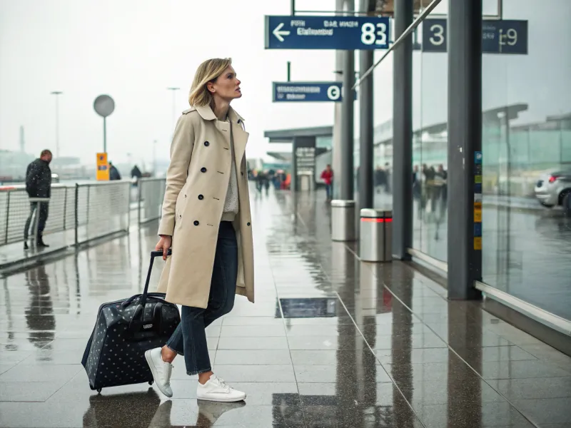 Rain-Ready Elegance: Trench Coat + Sneakers