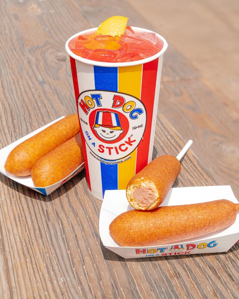 Hot Dog on a Stick with Rainbow Lemonade