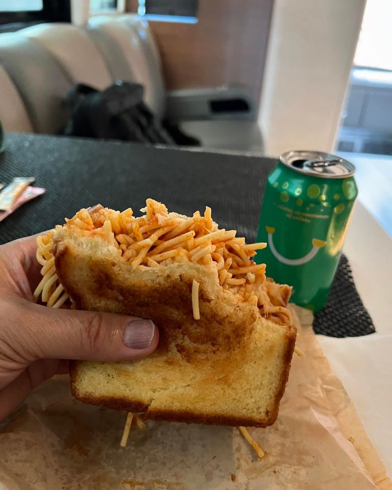 Canned Spaghetti on White Bread