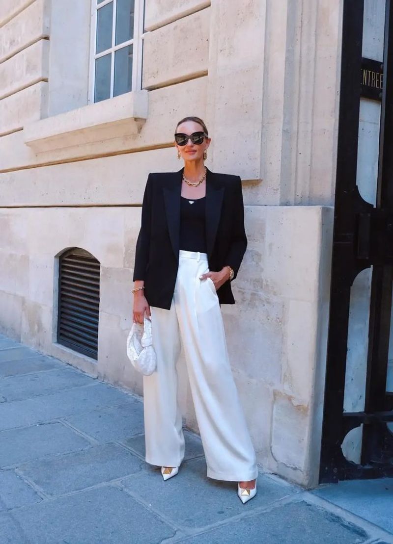 Tailored Blazer + Wide-Leg Trousers + Silk Camisole