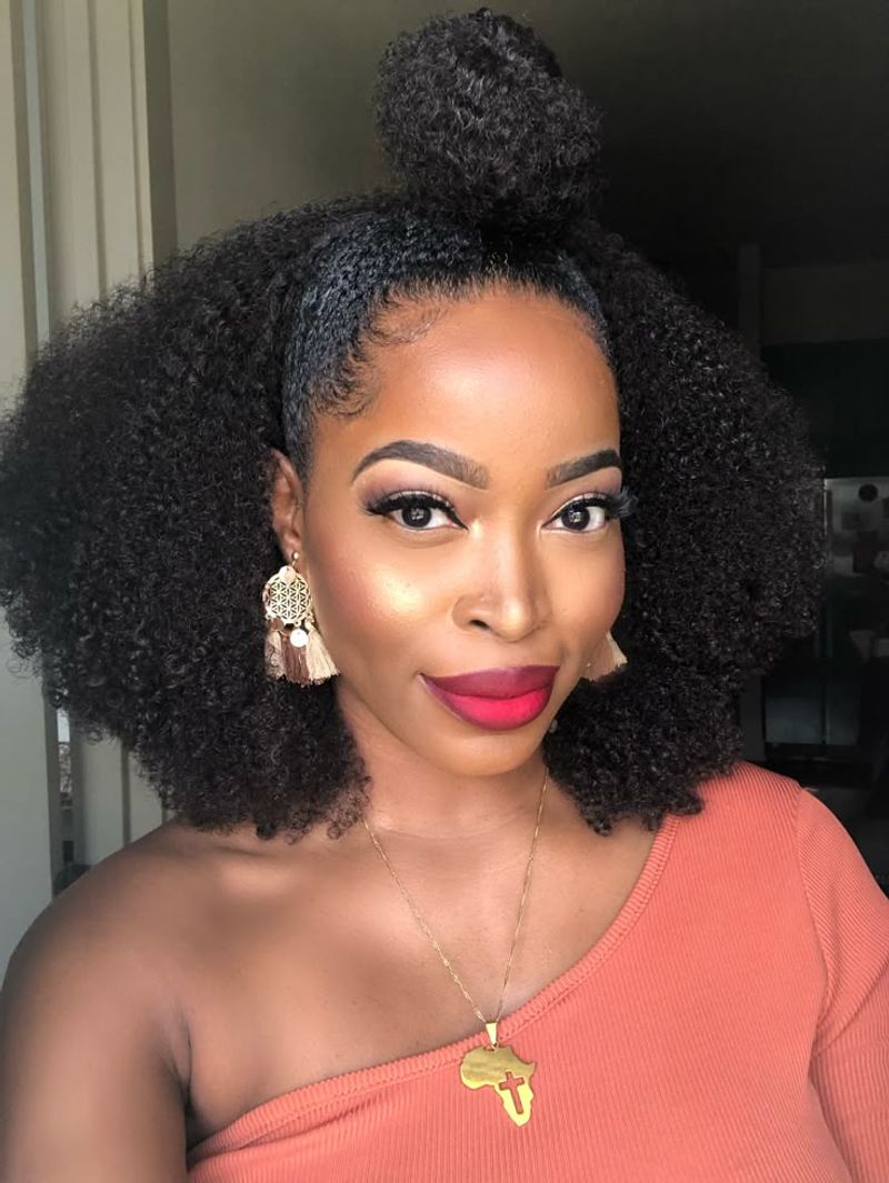 Half-Up, Half-Down Afro Puff