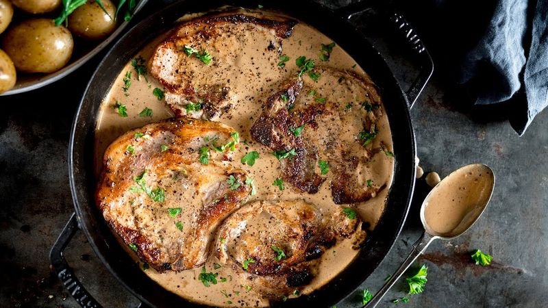 Pork Chops with Mustard Shallot Gravy