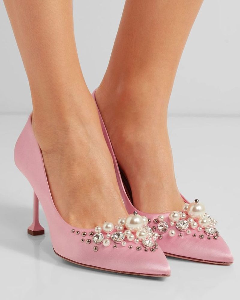 Miu Miu Crystal-Embellished Satin Pumps