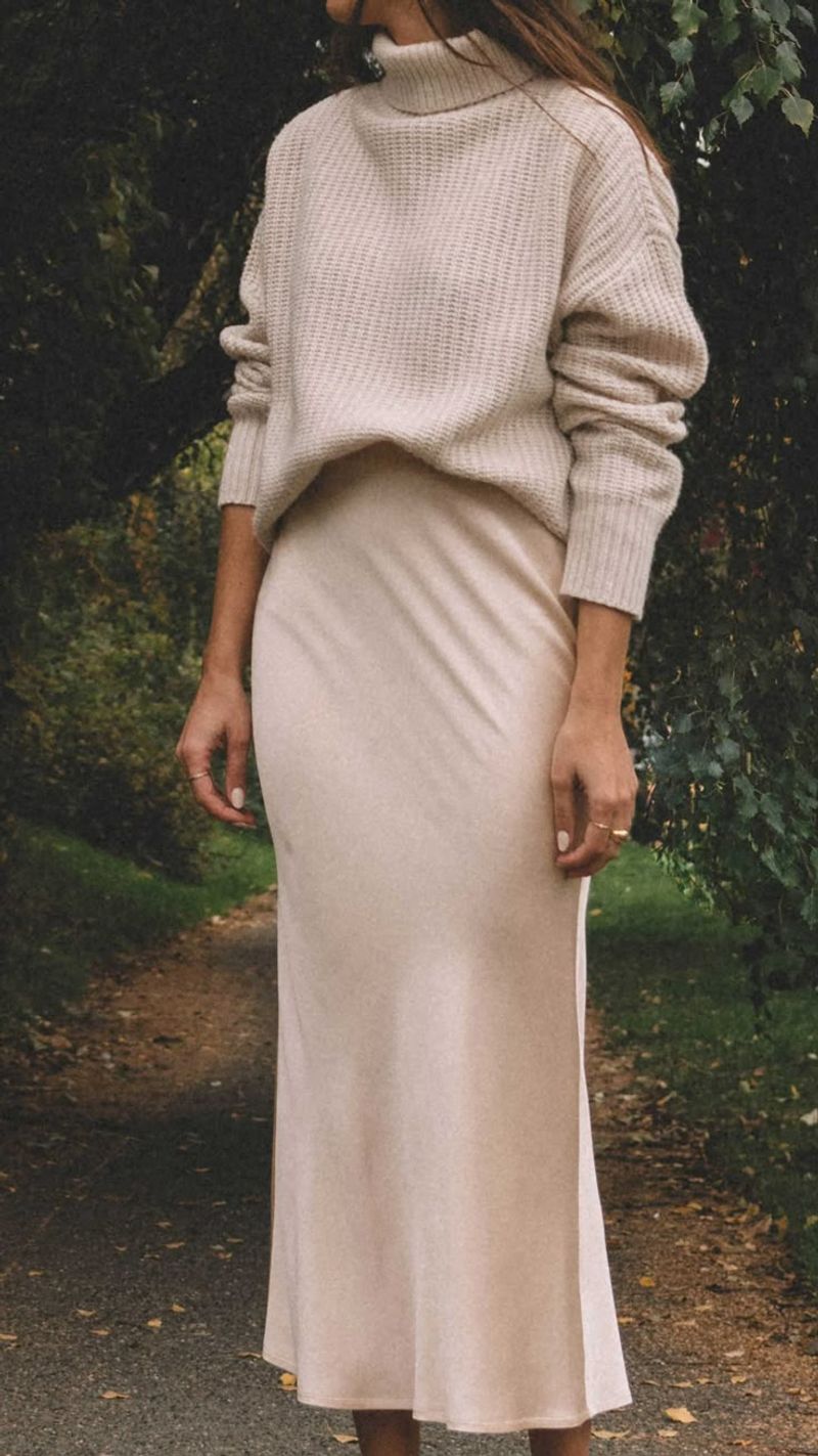 Cashmere Sweater & Midi Skirt