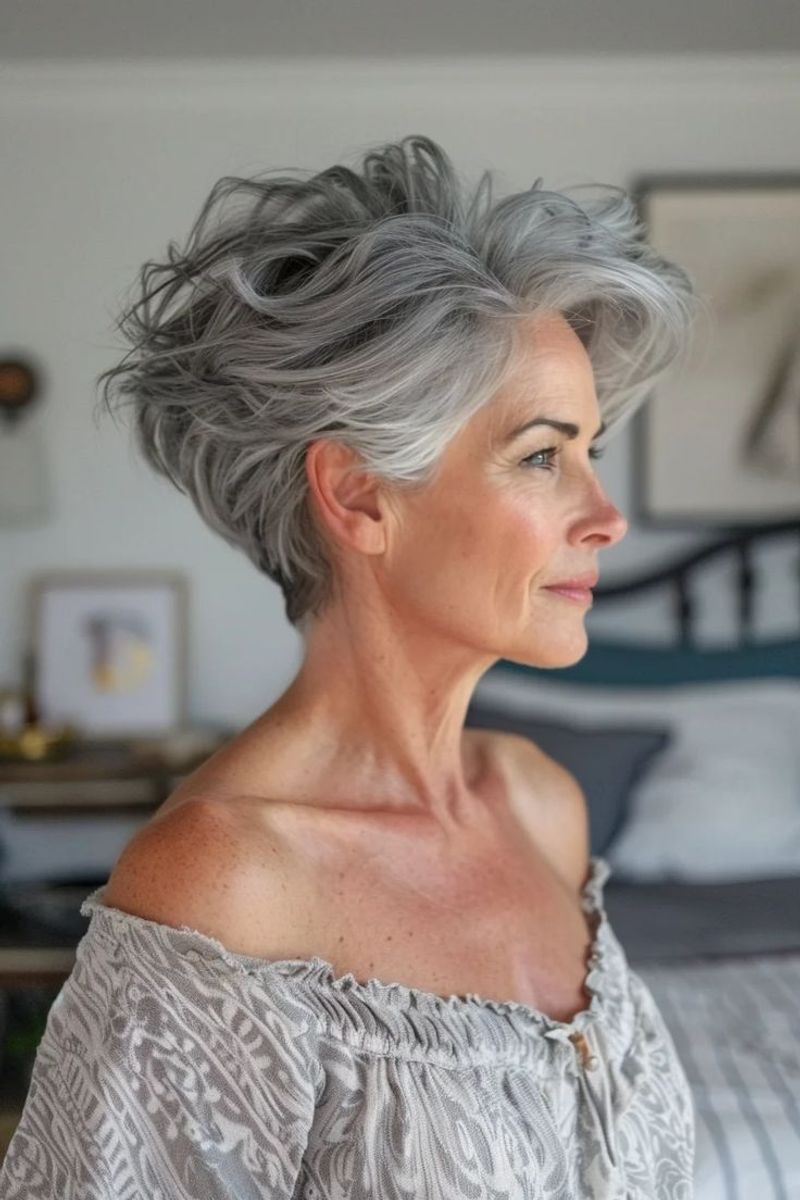 Embracing Silvery Gray with a Chic Cut