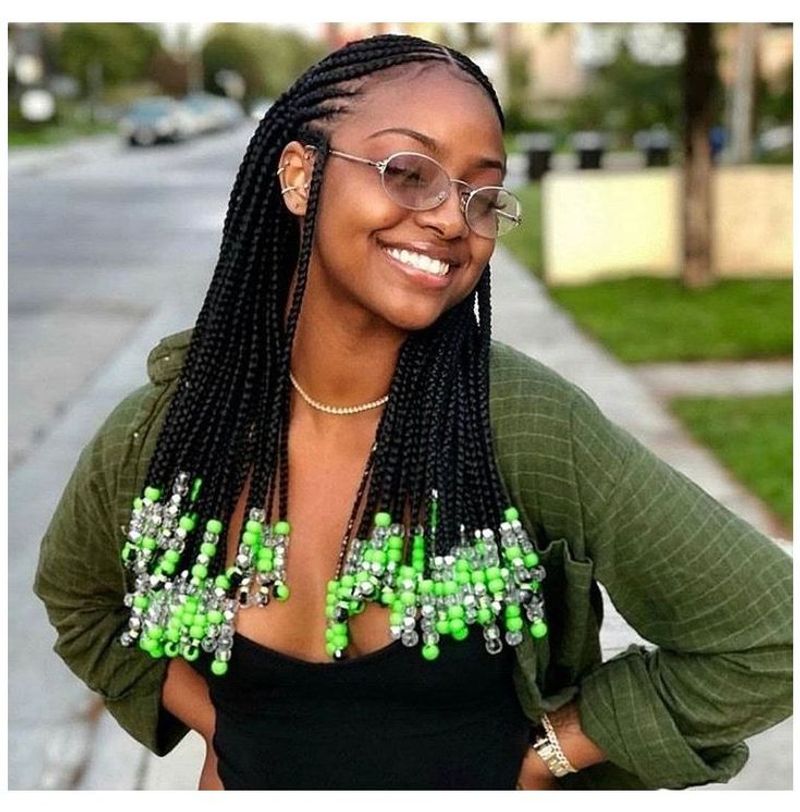 Box Braids with Beaded Ends