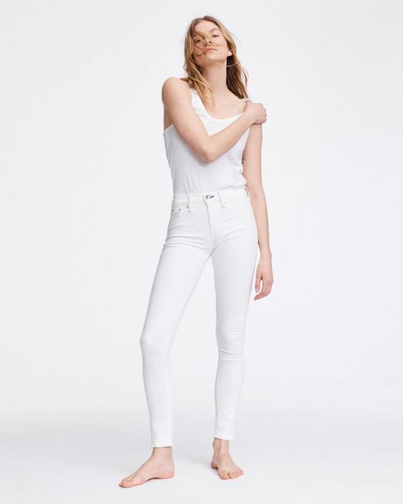 Rag & Bone Cate Mid-Rise White Jeans