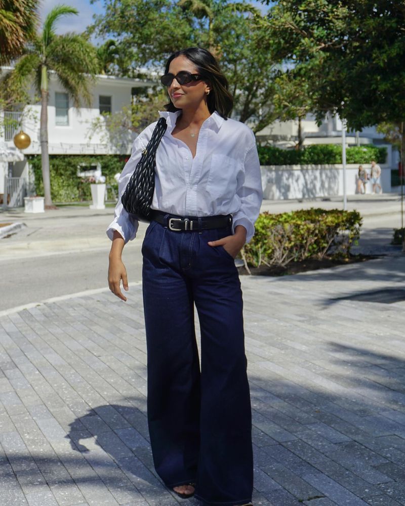Classic White Button-Down with Dark Jeans